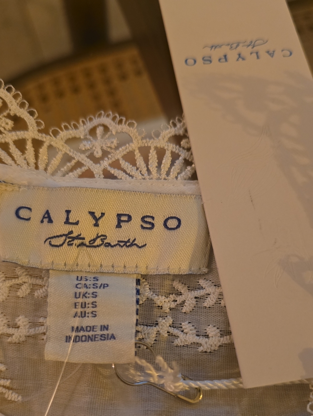 Calypso St. Barth White Eyelet Tie-Front Sleeveless Embroidered Blouse Msrp $245 - Picture 9 of 9